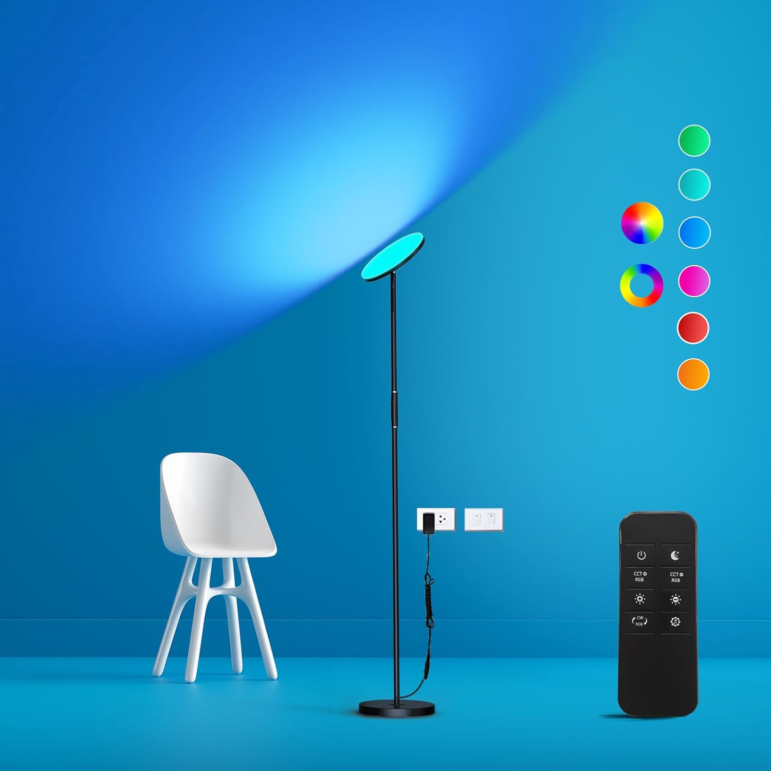 Modern LED Standing Floor Lamp with Remote & Touch Control