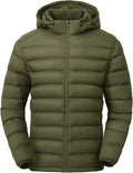 Men's Lightweight Puffer Jackets Detachable Hood - Water-Resistant