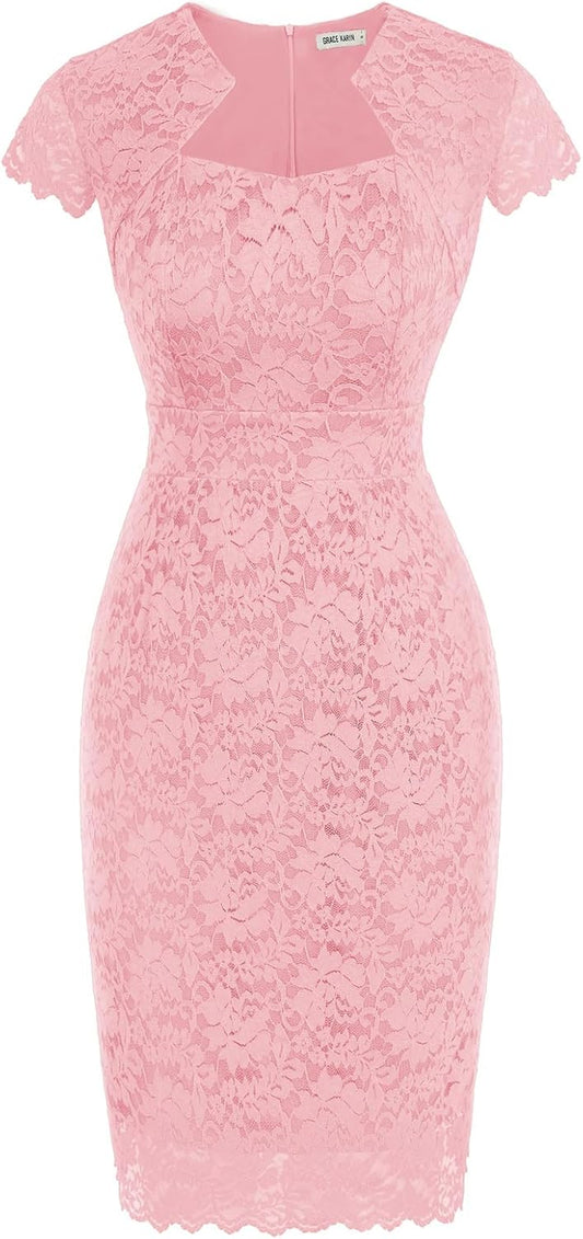 GRACE KARIN Cocktail Dress for Women with Cap Sleeve Lace Design