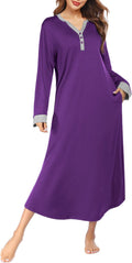 Ekouaer Womens Nightgown Long Loungewear V Neck Nightshirt Shoes