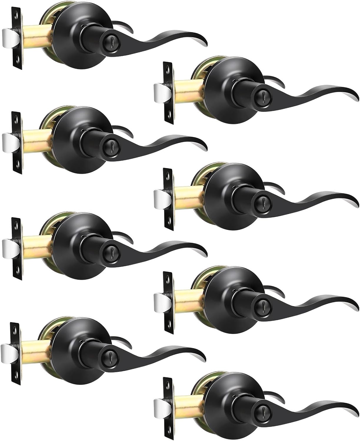 GOBEKOR Matte Black Privacy Door Levers for Bedroom and Bathroom