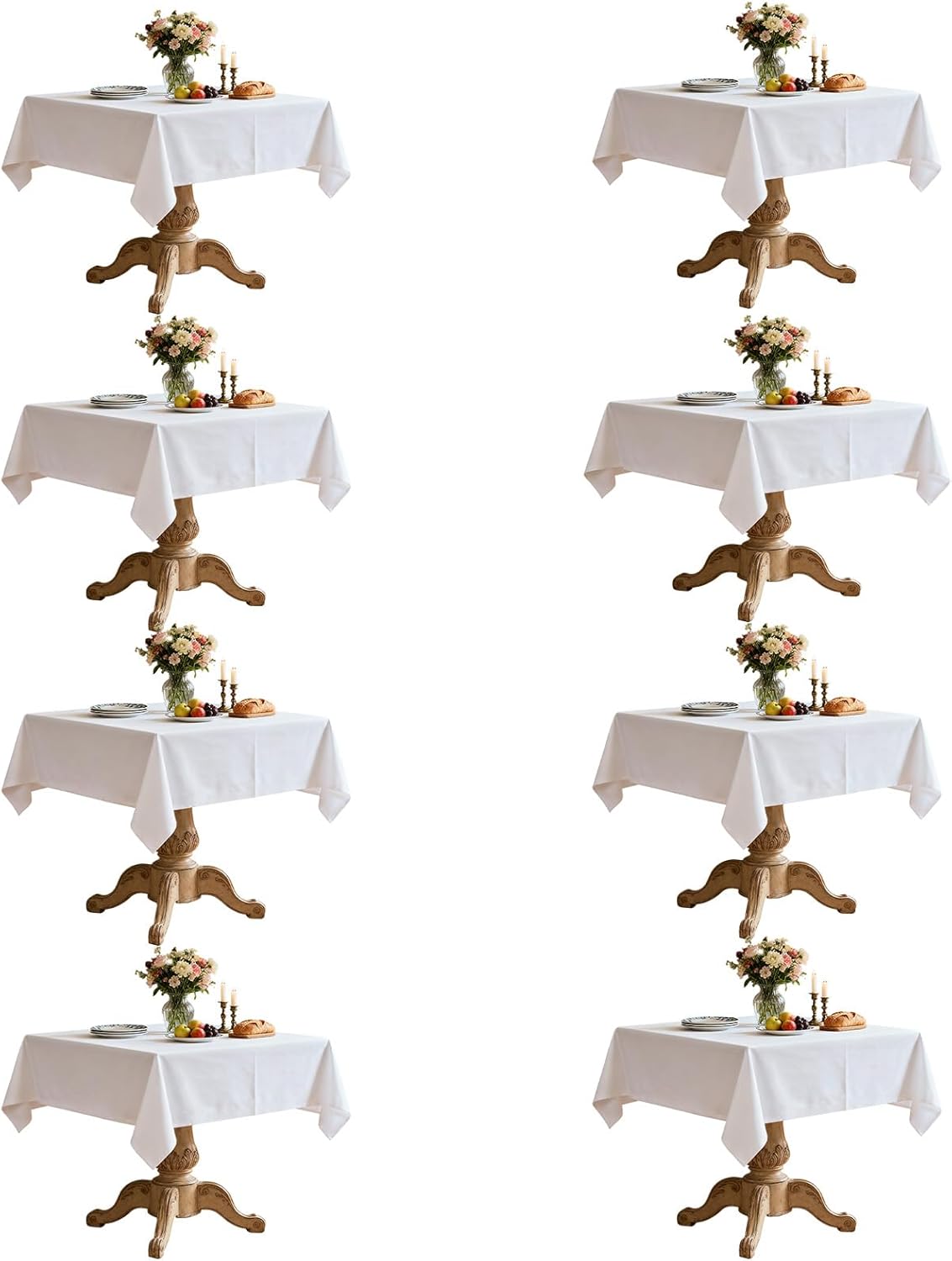 8 Pack White Square Tablecloths for Elegant Dining Events