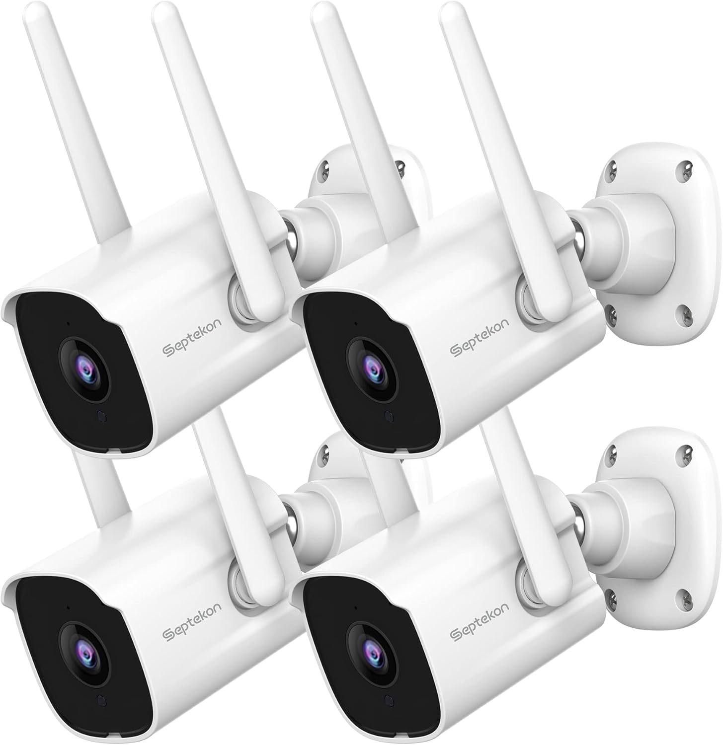 4 Pack Outdoor Security Cameras, Night Vision, Two-Way Audio - Septekon