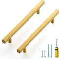 Gold Cabinet Handles 30 Pack 6-3/8 in Hole Center Brushed Brass Pulls