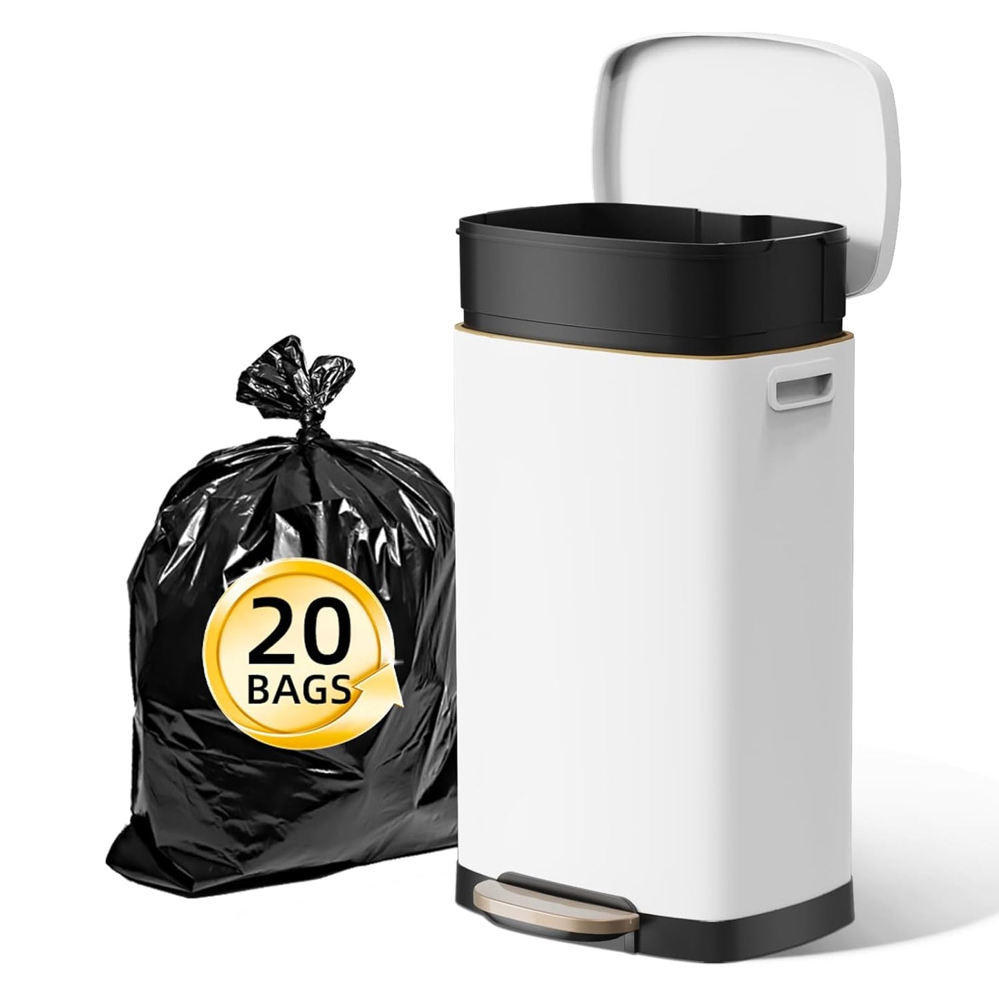 KUK 13 Gallon Kitchen Trash Can with Lid for Home and Office