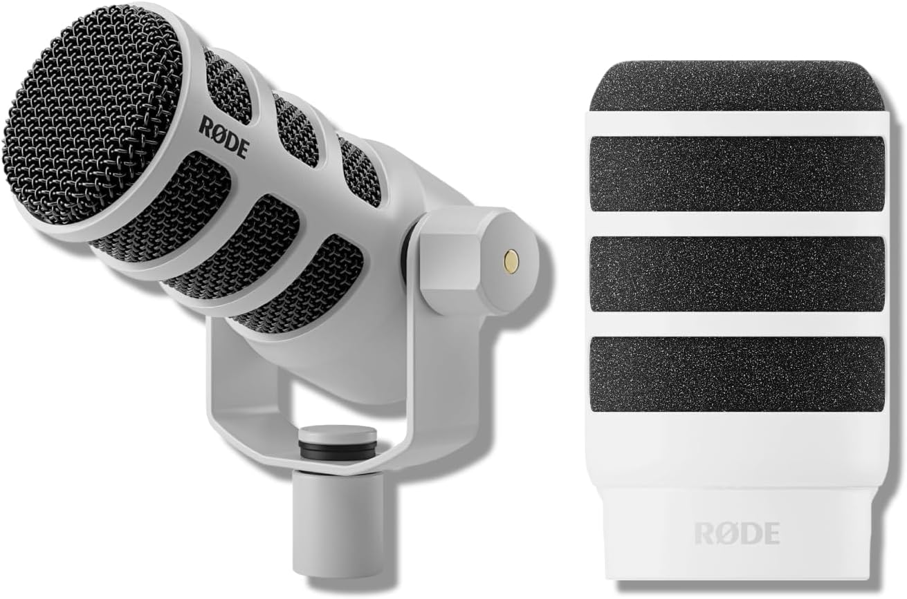 Rode PodMic White Cardioid Dynamic Microphone with Pop Filter