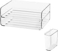 2-Tier Paper Tray Desk Organizer with Hanging Pen Holder