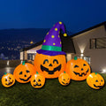 Poptrend 8.2 ft Inflatable 7 Pumpkins Wearing Witch Hats