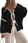 ZESICA Tie Front Cardigan Sweater for Women - Cozy Oversized Style