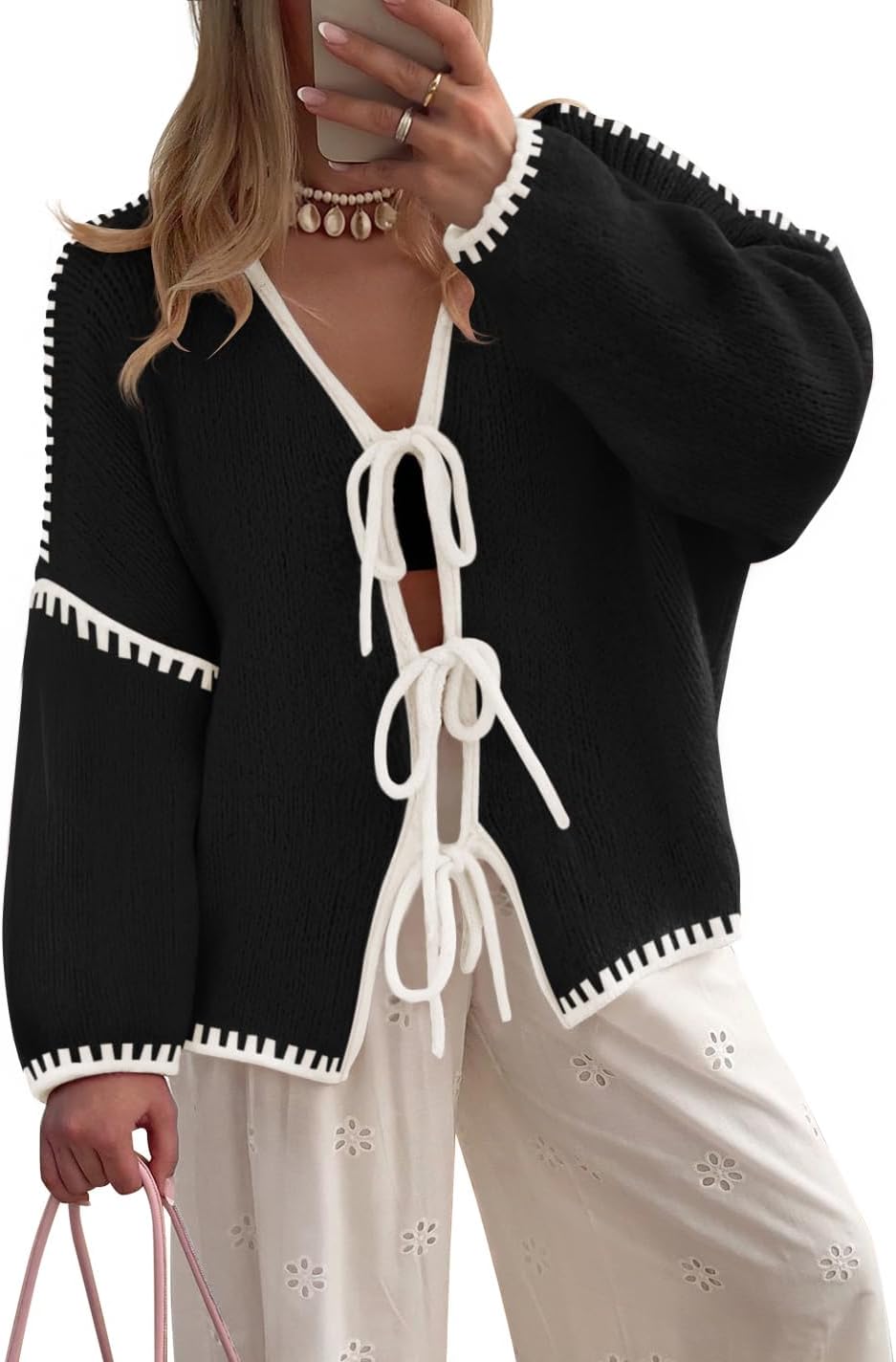 Trendy Tie Front Bow Cardigans for Women by ZESICA 2025