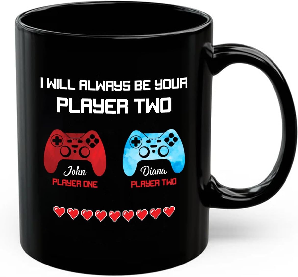Custom Gamer Couple Mug Set, Player Two Love - Wisszi