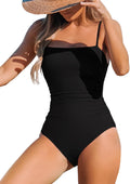 One Piece Swimsuit Square Neck Cutout Back - Flattering