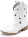 Girls Cowgirl Boots Mid Calf Glitter Star Cutouts - Easy On/Off