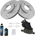 TRQ Brake Rotor Coated Ceramic Pad Front Kit w/Chemicals - Direct Fit