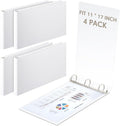 11 x 17 in 3 Ring Binders 3 in D Ring Pack of 4 - Heavy Duty White