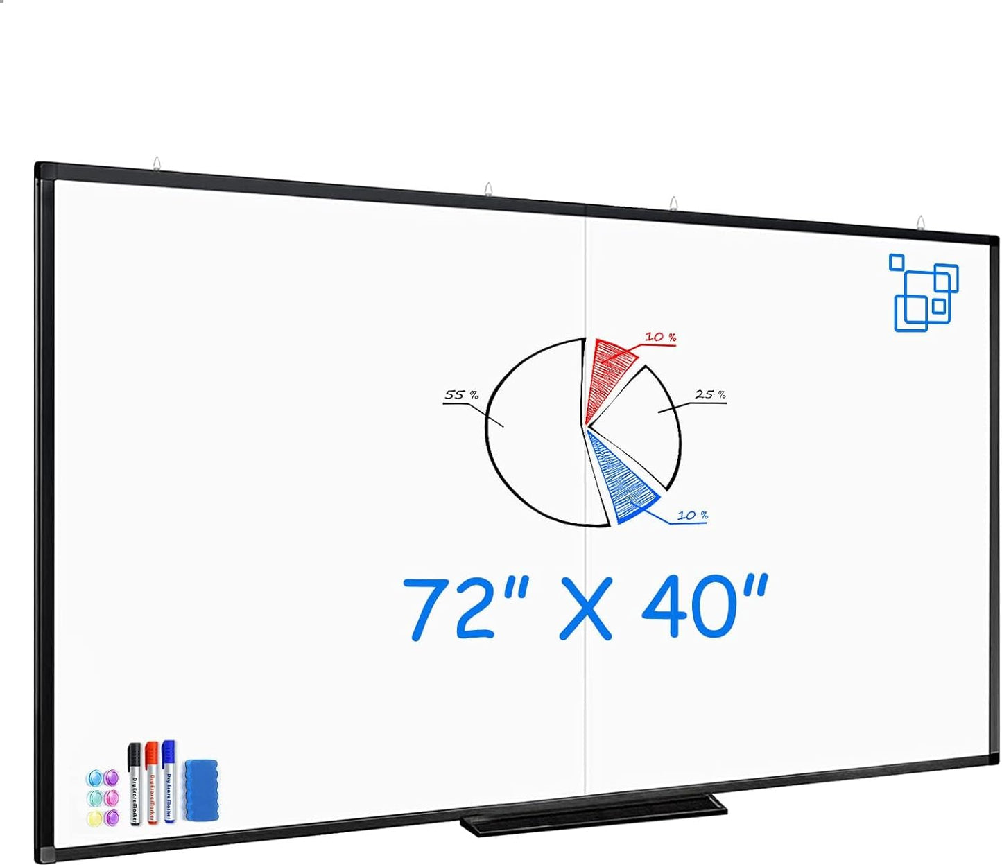 Maxtek Large Magnetic Whiteboard 72x40 for Classroom & Office