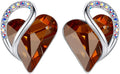 Earrings for Women Heart Birthstone Crystal Studs - Elegant Gift