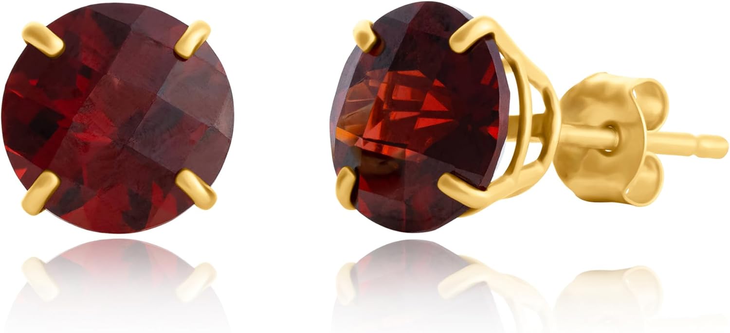 10k Gold 8mm Round Birthstone Stud Earrings for Women - Quality Style