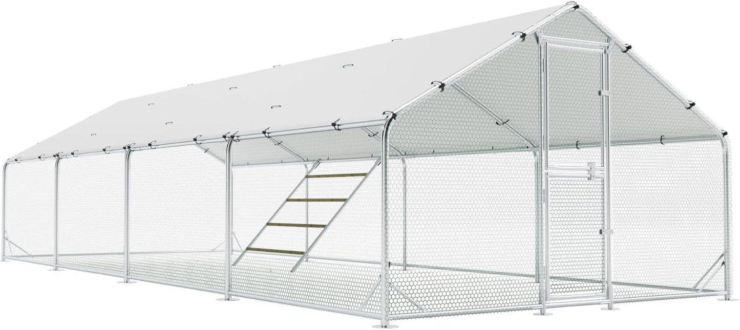 Large Chicken Coop with Metal Run for 30-40 Chickens Outdoor