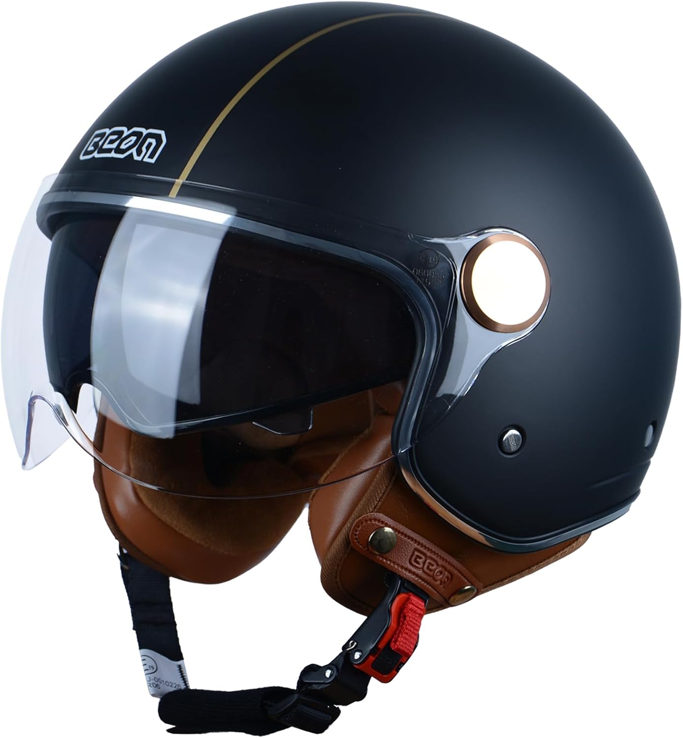 Open Face Motorcycle Helmet for Adults, DOT Approved Retro Style