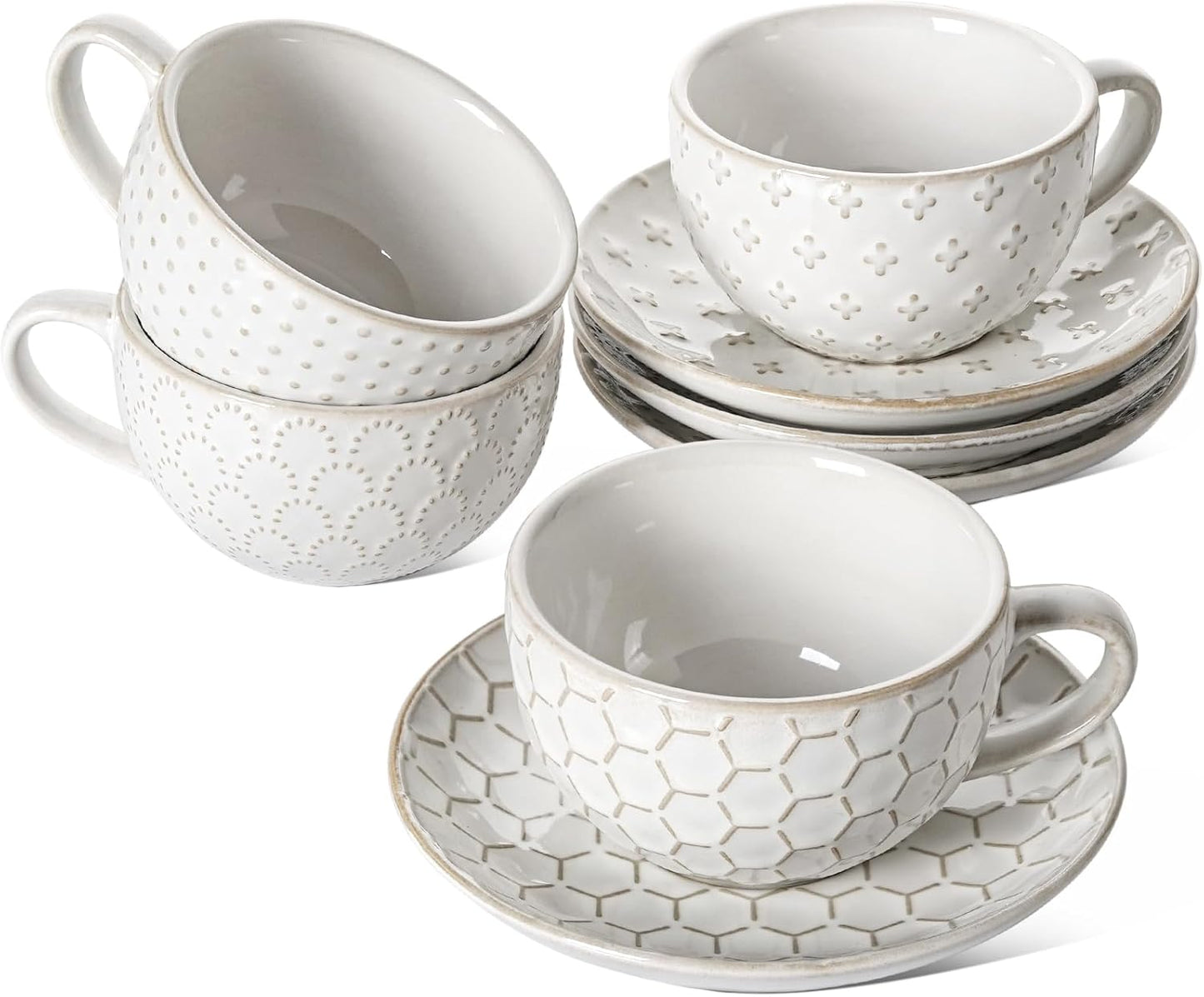 LE TAUCI Cappuccino Cups Set of 4 - Perfect for Latte Art