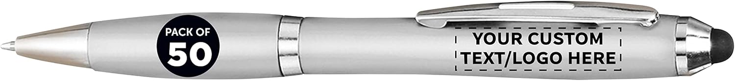 Custom Plastic Stylus Pens Set of 50 for Office and Events