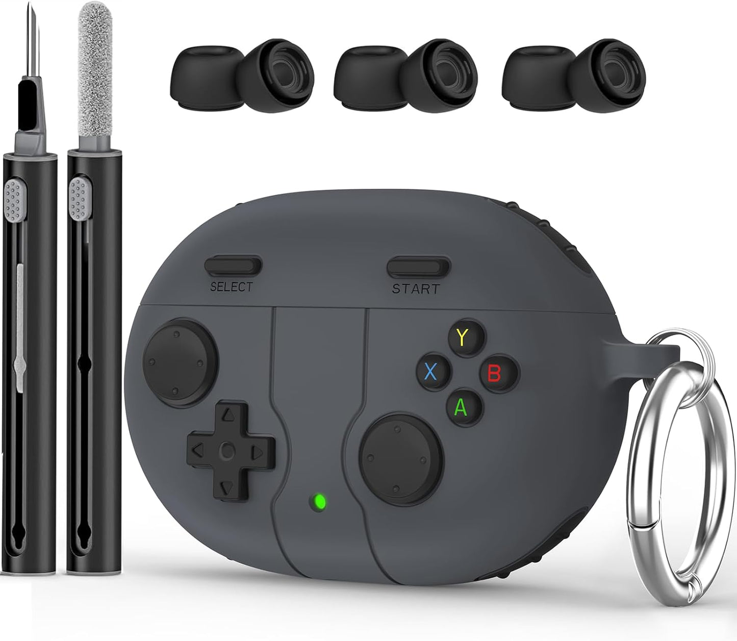 Protect Your Beats Studio Buds in Style - Dark Grey Silicone Case with Keychain