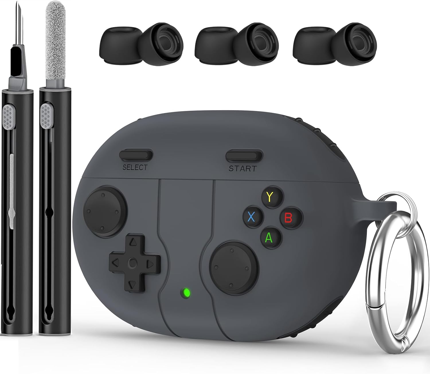 Protect Your Beats Studio Buds in Style - Dark Grey Silicone Case with Keychain