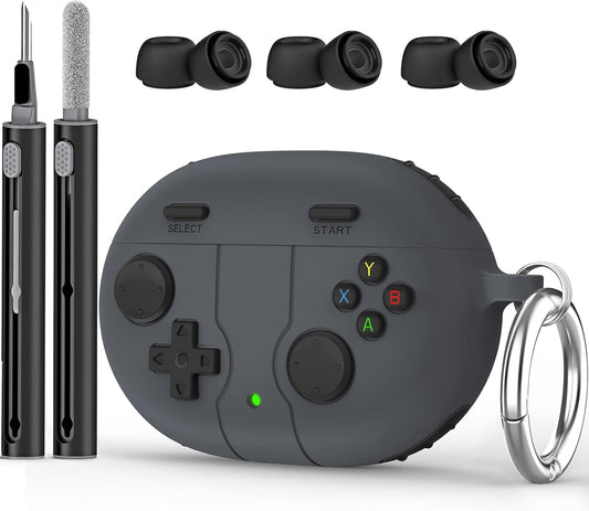 Protect Your Beats Studio Buds in Style - Dark Grey Silicone Case with Keychain