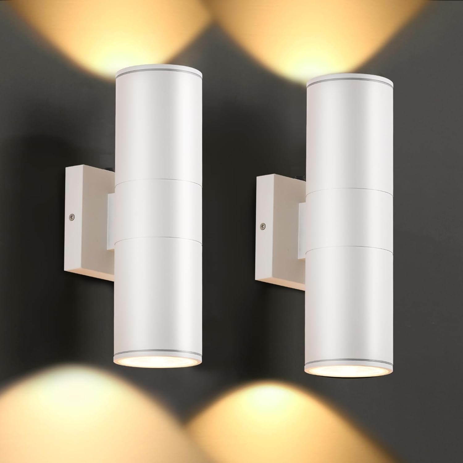 Outdoor Wall Lights 2 Packs - Modern LED Cylinder Design