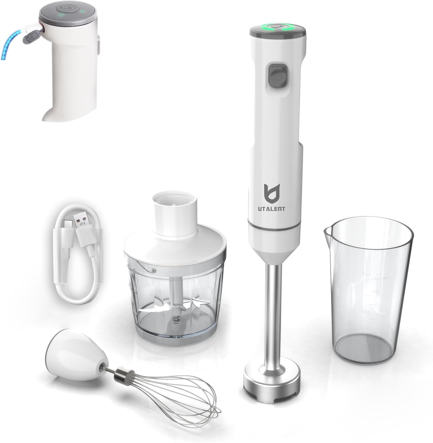Utalent Cordless Hand Blender: Rechargeable Speed Control