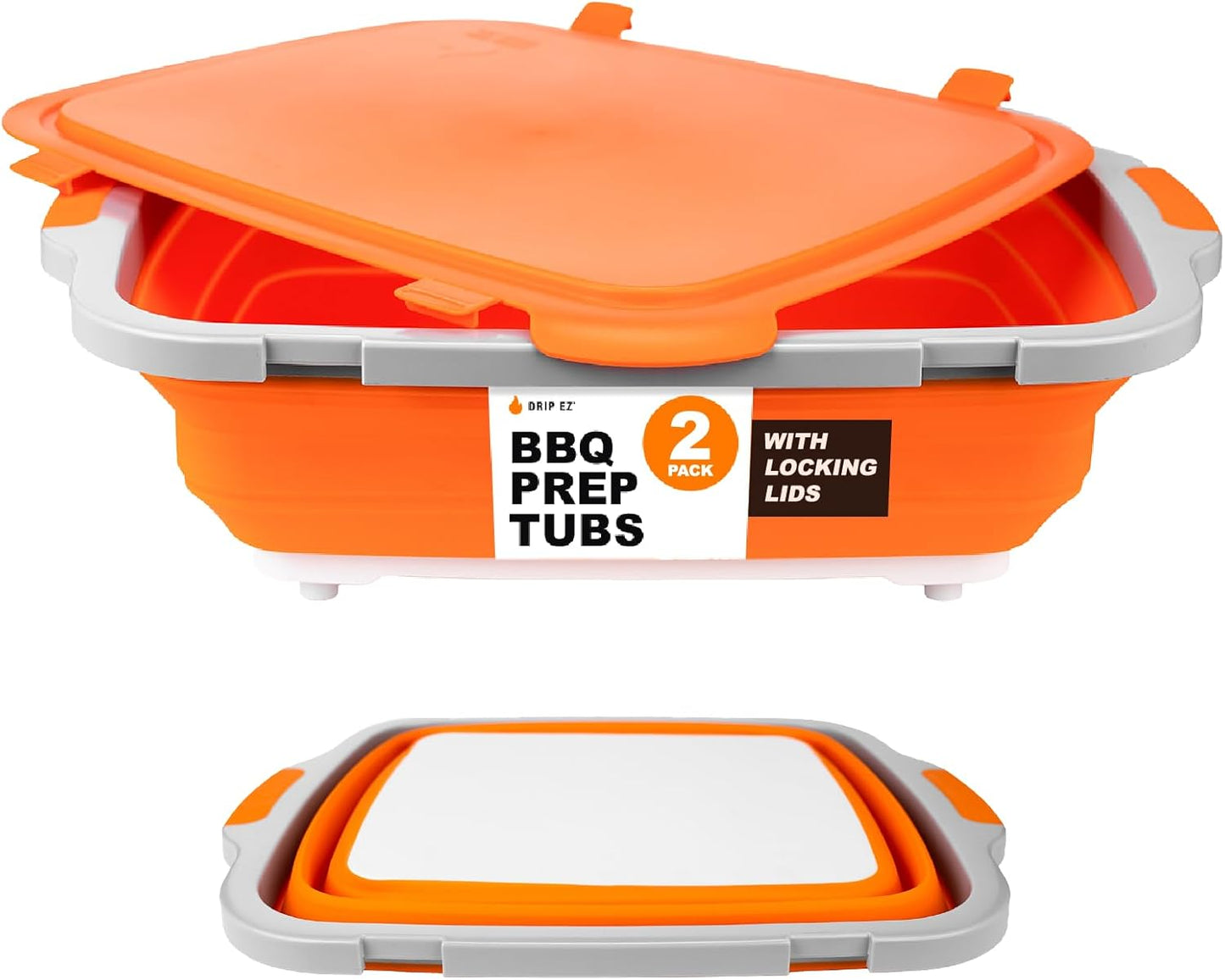 Drip EZ Collapsible BBQ Prep Tubs Set for Easy Meal Prep