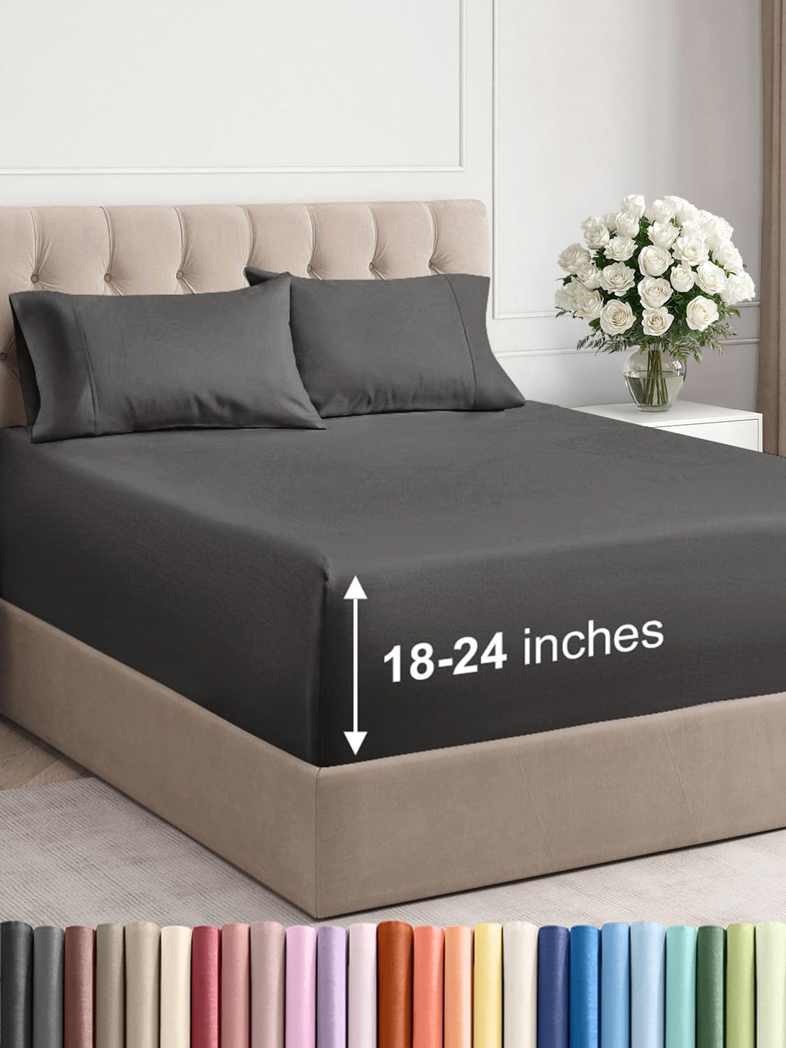 Extra Deep Pocket King Sheets Set - Soft & Cooling Comfort
