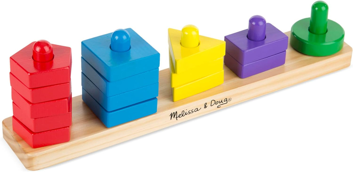 Melissa & Doug Stack & Sort Board - 15pc Wooden Educational Toy