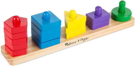 Melissa & Doug Stack & Sort Board - 15pc Wooden Educational Toy
