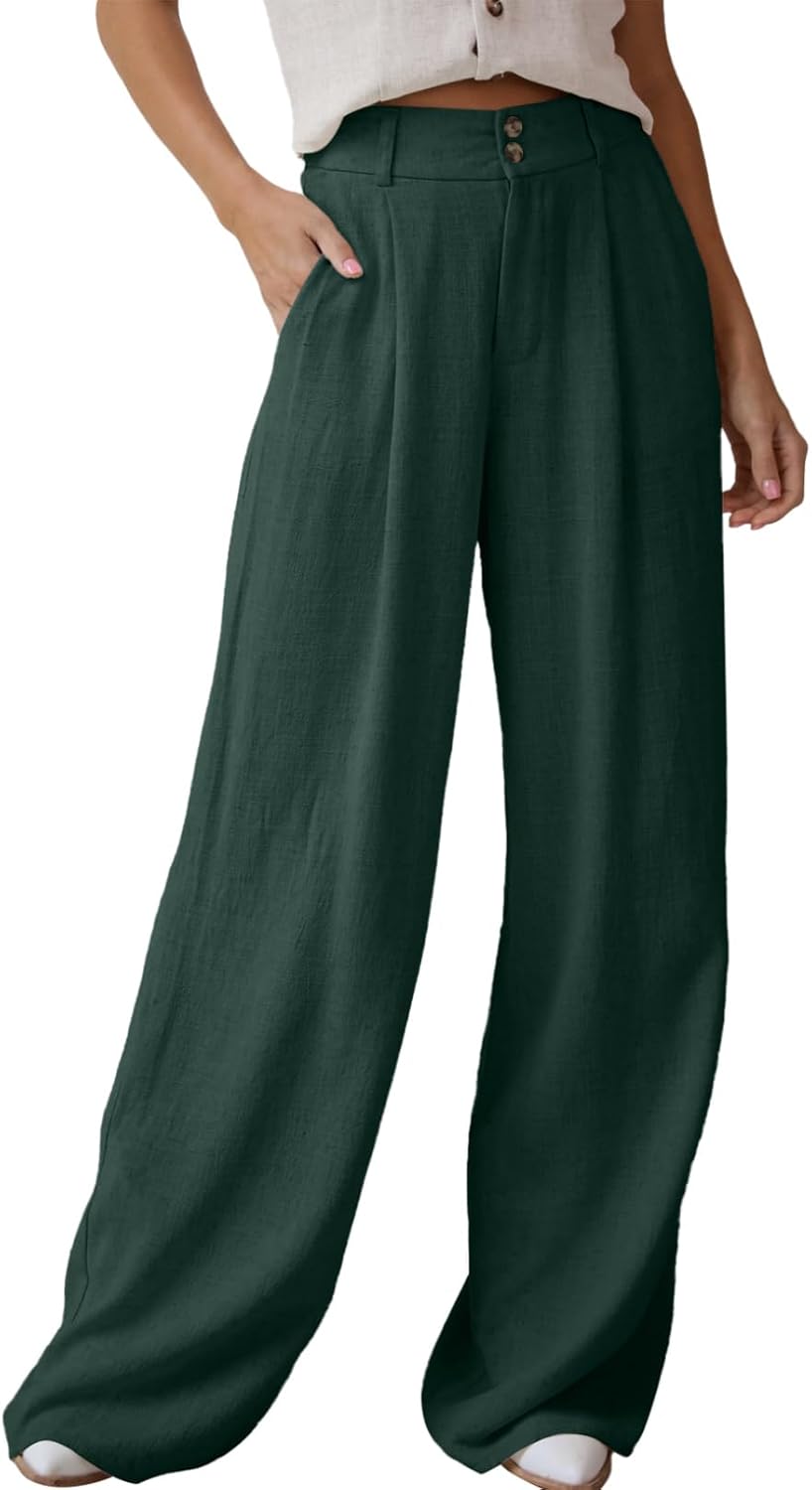 Dokotoo Womens Linen Wide Leg Pants for Casual Summer Style