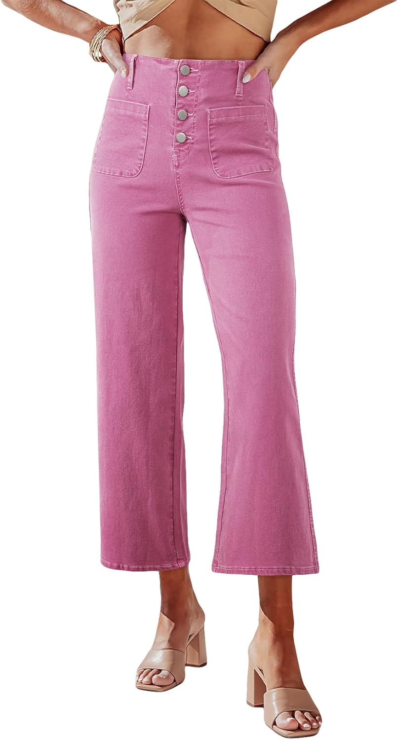 Sidefeel Women's Wide Leg Jeans High Waisted Stretchy Denim