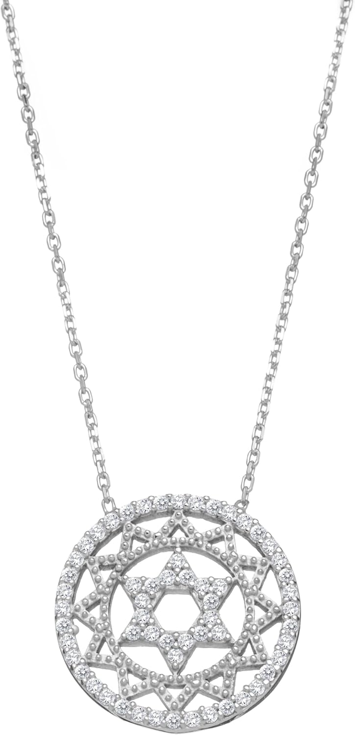 Jewish Star of David Necklace with Sparkling Cubic Zirconia