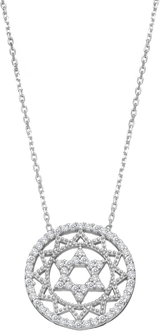 Jewish Star of David Necklace with Sparkling Cubic Zirconia