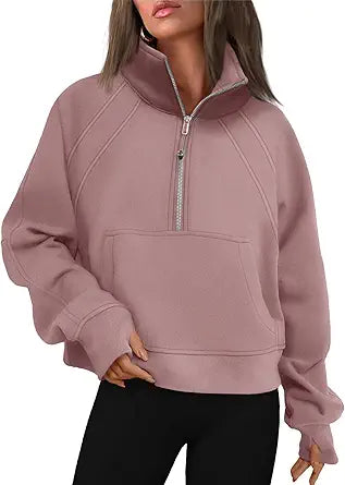 Trendy Queen Womens Half Zip Cropped Pullover Sweatshirts Review