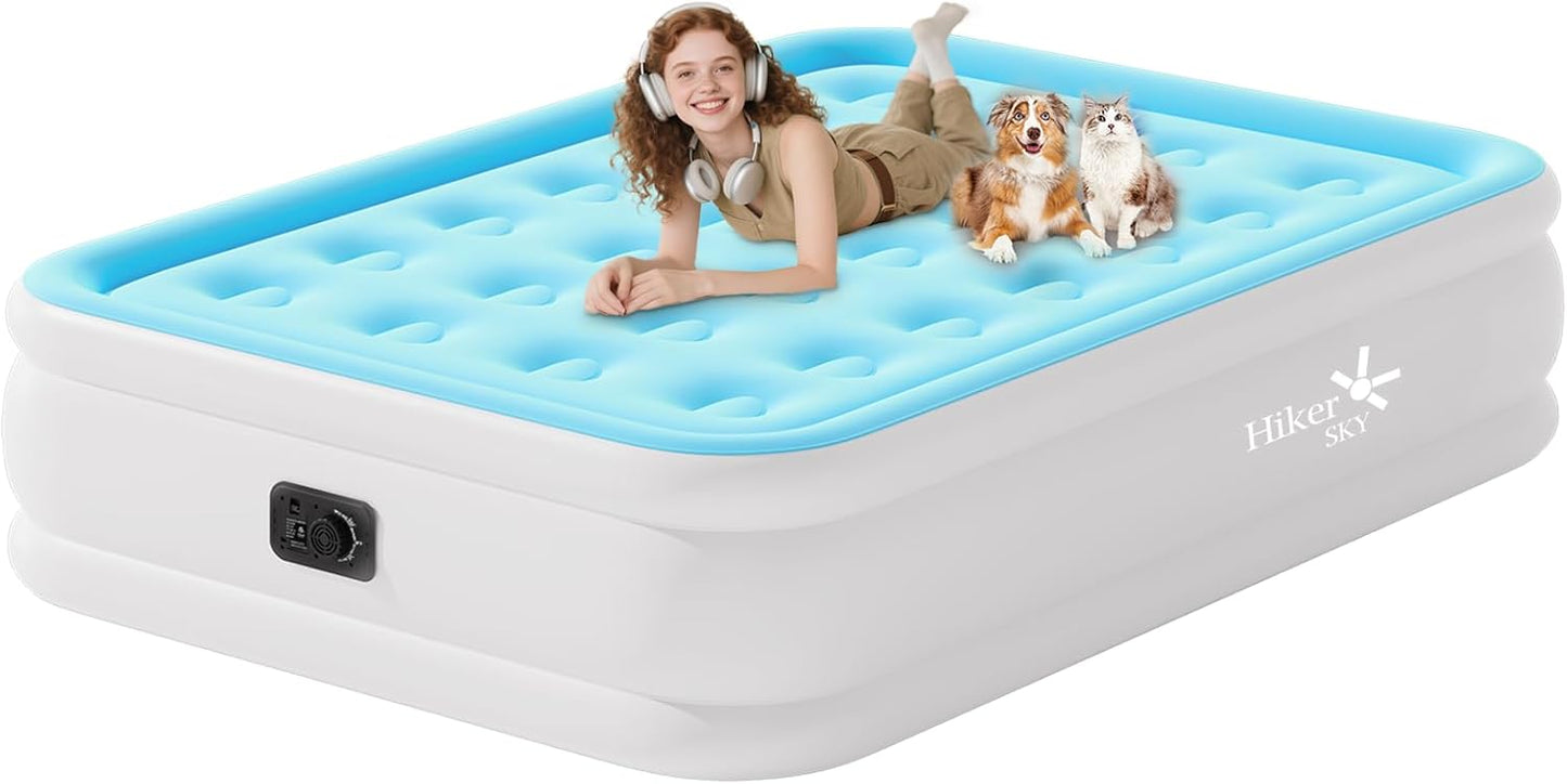 Full Size Air Mattress with Built in Pump for Home Use