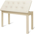 Duet Piano Bench with Padded Cushion and Storage - Tufted Mahogany