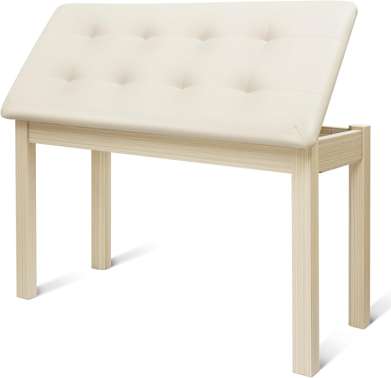 Duet Piano Bench with Padded Cushion and Storage for Musicians