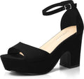 Platform Wedges Sandals Suede Open Toe Ankle Strap - Dressy Comfort