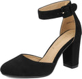 DREAM PAIRS Women's High Heel Ankle Strap Chunky Wedding Pumps Latex