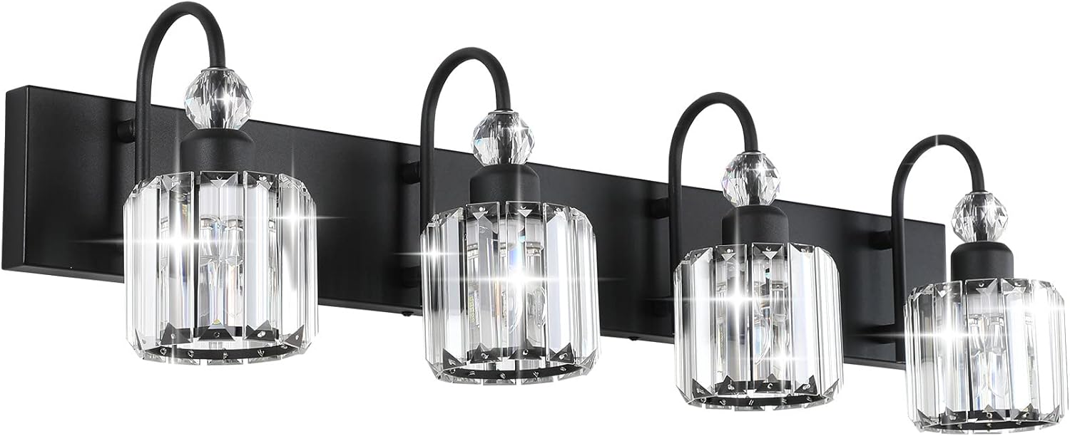 Ralbay Modern Black Vanity Light - Elegant 4-Light Fixture