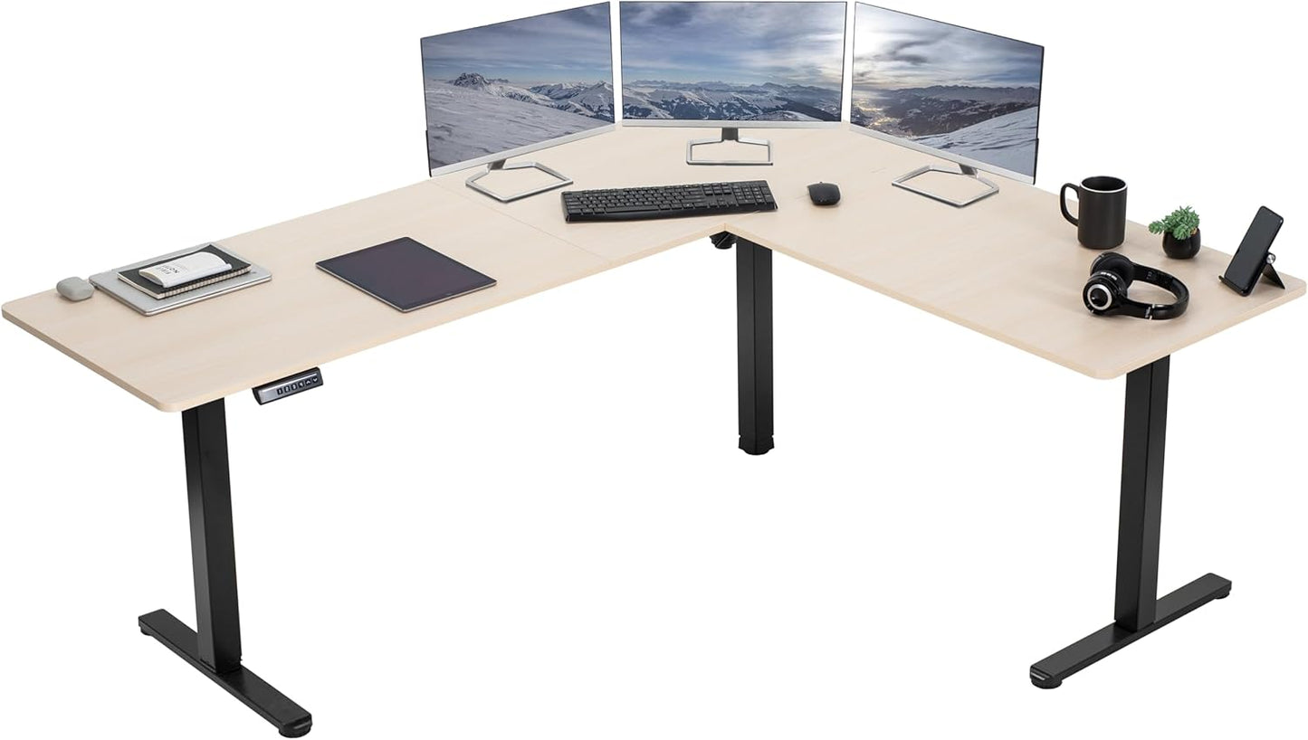 Electric L-Shaped Standing Desk with Memory Height Adjustment