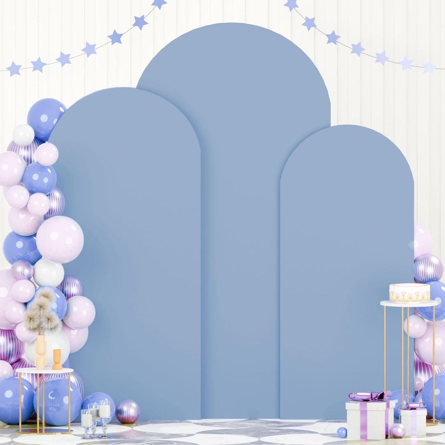 Dusty Blue Backdrop Arch Cover Set of 3 for Wedding Decor