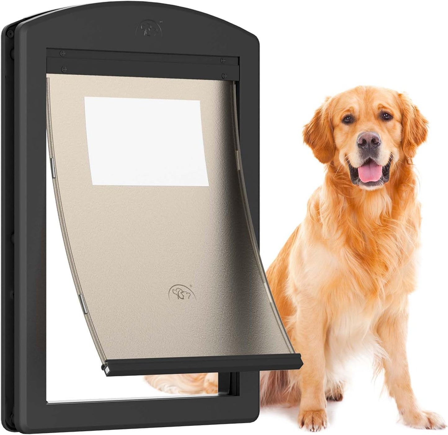 Dog Door for Large Dogs with Sliding Lock Panel and Magnetic Flap