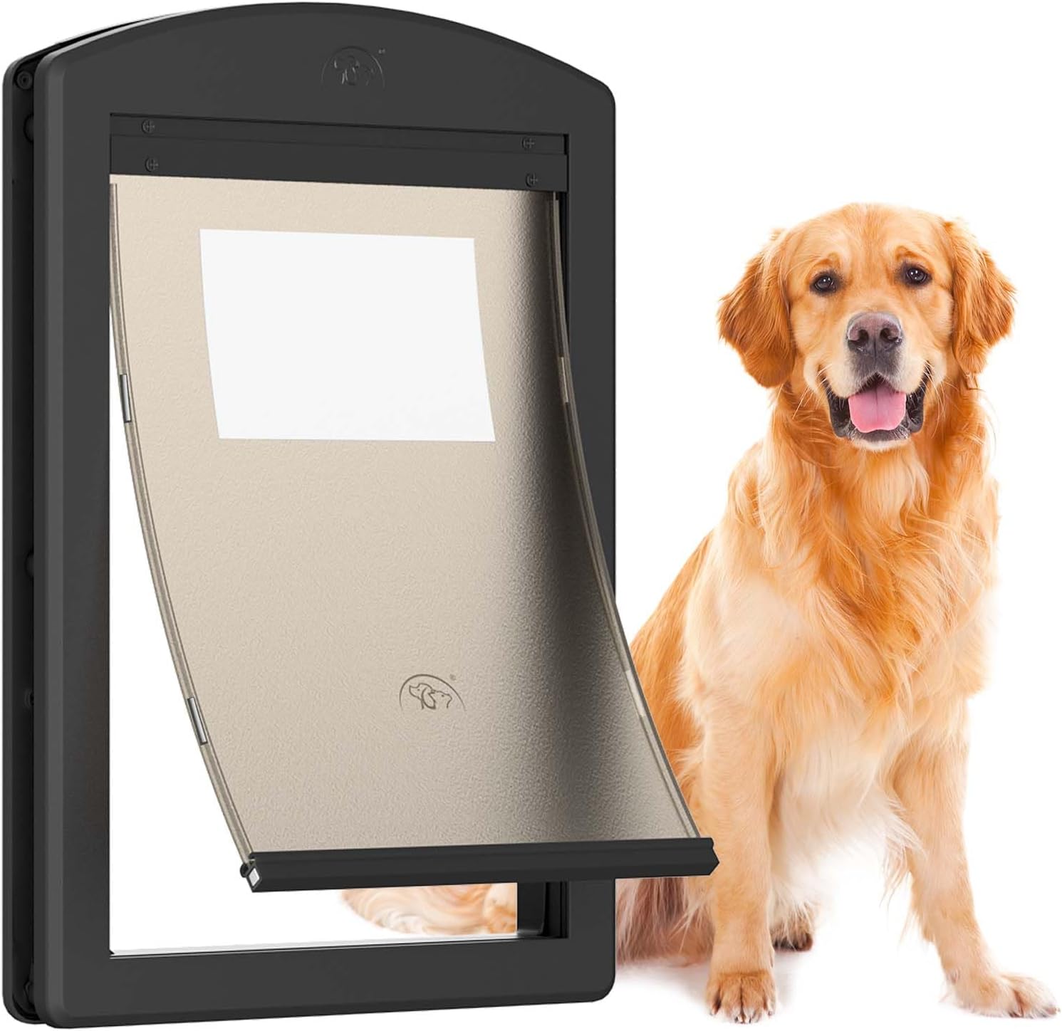 Dog Door for Large Dogs with Sliding Lock Panel and Magnetic Flap